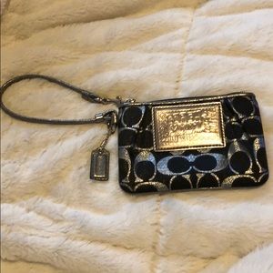 Coach wristlet black silver new